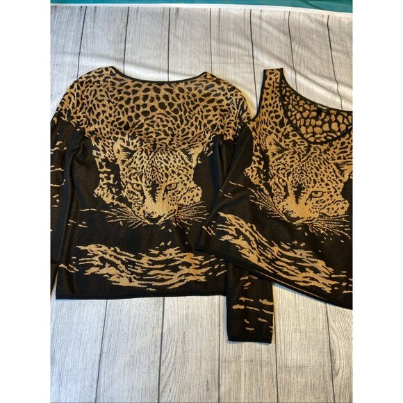 Escada x Margaretha Ley Leopard‎ Sweater Cardigan Set Tank Camisole EU 36 - Picture 3 of 9